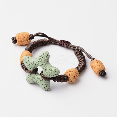 Star Natural Lava Rock Braided Bead Bracelets BJEW-O125-02-1