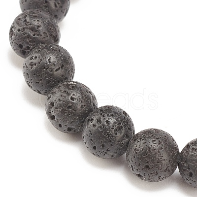 Natural Lava Rock Stretch Bracelet with Alloy Tube Beaded BJEW-JB08322-01-1