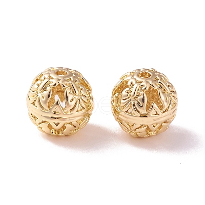 Brass Hollow Round Beads KK-P226-03CG-1