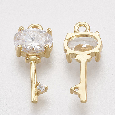 Brass Cubic Zirconia Pendants X-KK-T035-26-1