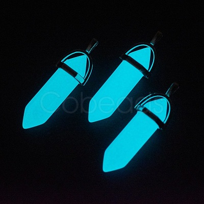 Synthetic Luminous Stone Double Terminated Pointed Pendants G-P359-03A-1