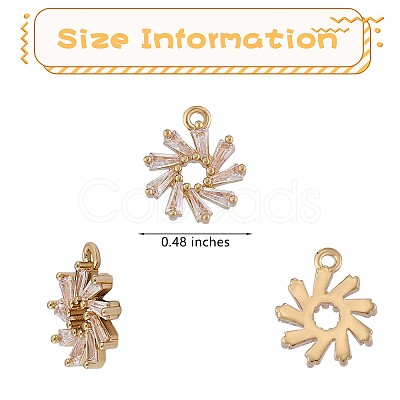 6 Pieces Flower Clear Cubic Zirconia Charm Pendant Brass Flower Charm Long-Lasting Plated Pendant for Jewelry Necklace Bracelet Earring Making Crafts JX409A-1