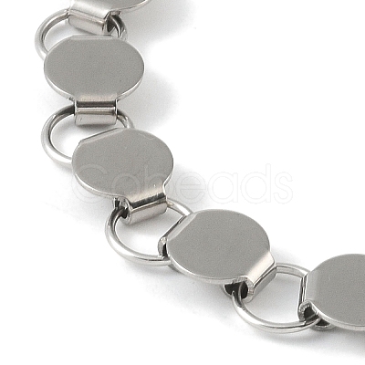 Non-Tarnish 201 Stainless Steel Flat Round Link Chain Bracelets for Women Men BJEW-I316-08B-P-1