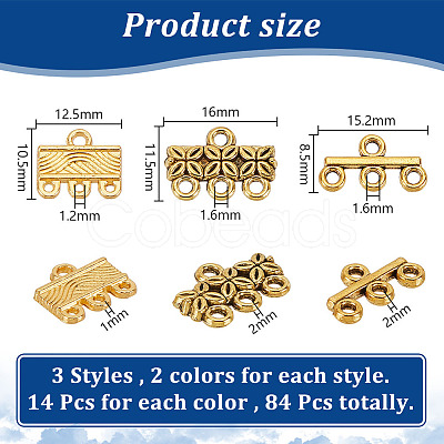 PandaHall Elite 84Pcs 6 Styles Alloy Chandelier Components Links FIND-PH0020-20-1