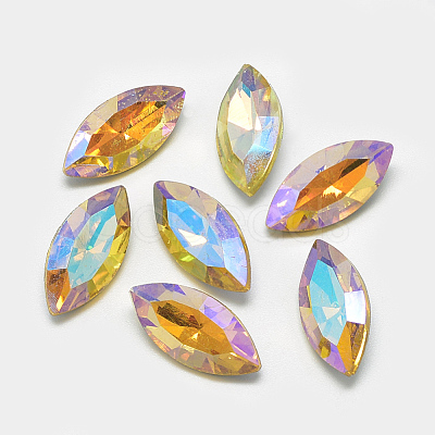 Pointed Back Glass Rhinestone Cabochons RGLA-T020-7x15mm-08-1