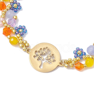 Colorful Flower Glass Seed Beads Bracelets for Women BJEW-MZ00068-1