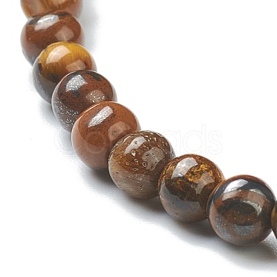 Natural Tiger Eye Beaded Stretch Bracelets BJEW-A117-A-29-1