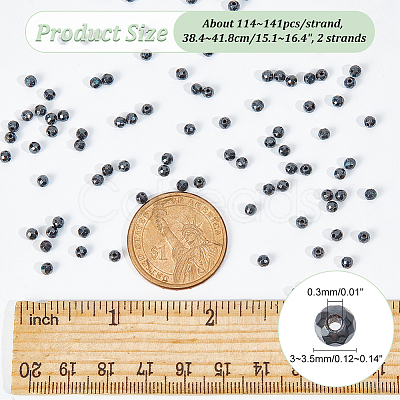 Nbeads 2Strands Non-magnetic Synthetic Hematite Beads Strands G-NB0005-01B-1