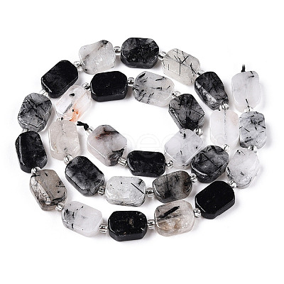 Natural Black Rutilated Quartz Beads Strands G-T138-03-1