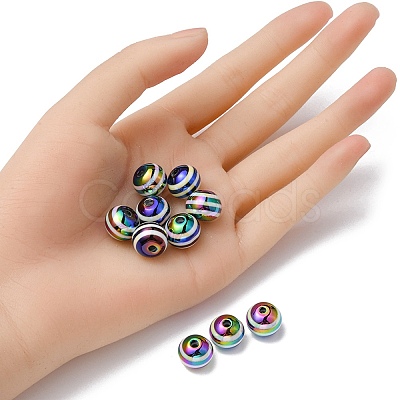 10Pcs Rainbow Color Stripe Resin Beads RESI-YW0001-27B-1