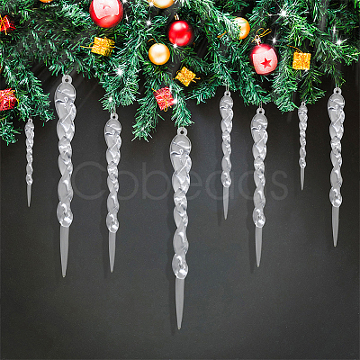 WADORN 45Pcs Christmas Plastic Icicle Drop Pendant Decorations DIY-WR0003-04-1