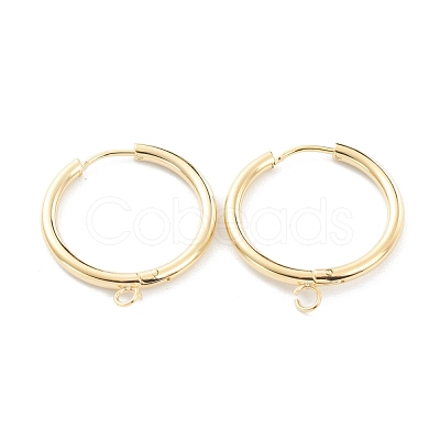 201 Stainless Steel Huggie Hoop Earring Findings X-STAS-P283-01L-G-1