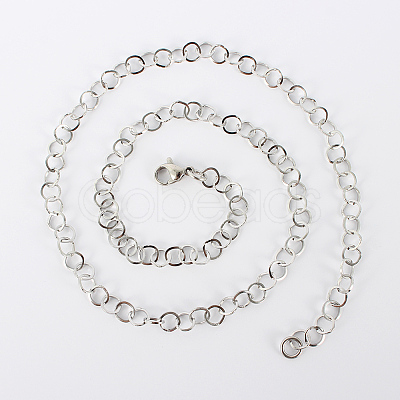 Tarnish Resistant 304 Stainless Steel Cable Chain Necklaces MAK-N016-04P-1