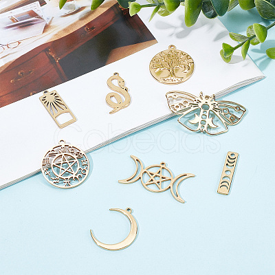 SUNNYCLUE 16Pcs 8 Style 304 Stainless Steel Charms STAS-SC0004-05-1