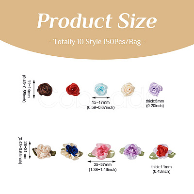 PandaHall Jewelry 10 Style Polyester Imitation Flower Ornamenrt Accessories DIY-PJ0001-33-1