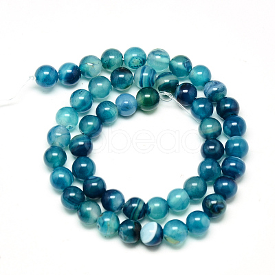 Natural Striped Agate/Banded Agate Beads Strands G-R003-03-1