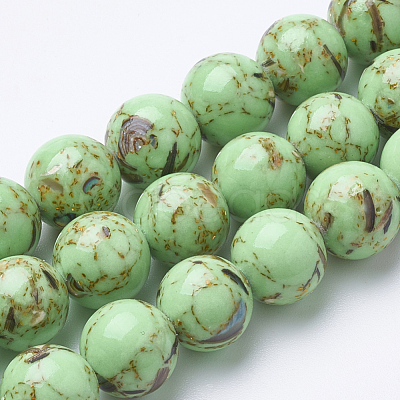 Assembled Synthetic Turquoise and Shell Beads Strands G-S212-8mm-07-1