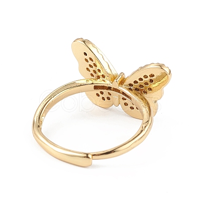 Clear Cubic Zirconia Butterfly Adjustable Ring RJEW-L100-013G-1