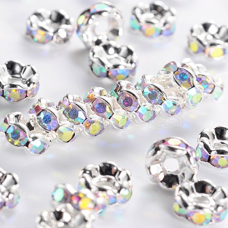 Brass Rhinestone Spacer Beads RB-A014-L6mm-28S-NF-1