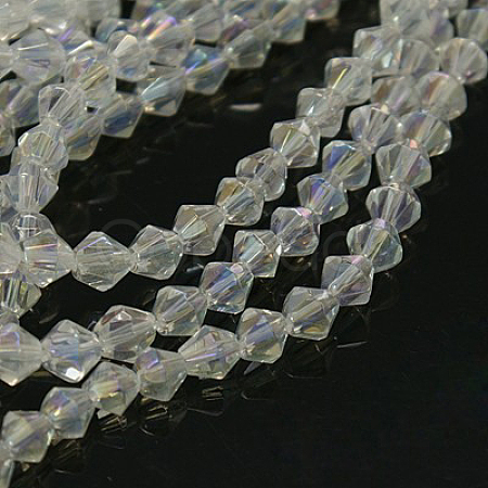 Half-Handmade Transparent Glass Beads Strands X-G02QC0P1-1