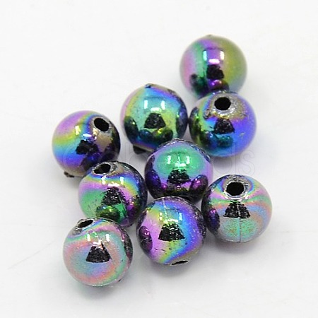 Plating Plastic Acrylic Round Beads PACR-L003-6mm-M-1