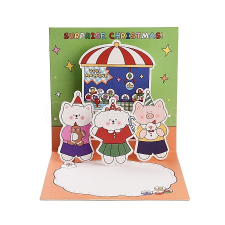 Square 3D Pop Up Paper Greeting Card AJEW-P123-A06-1