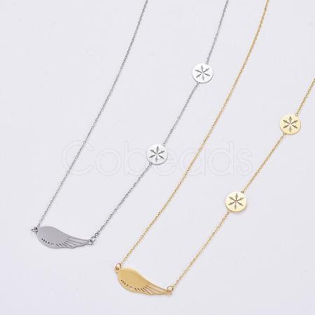 304 Stainless Steel Cable Chains Pendant Necklaces NJEW-F267-22-1