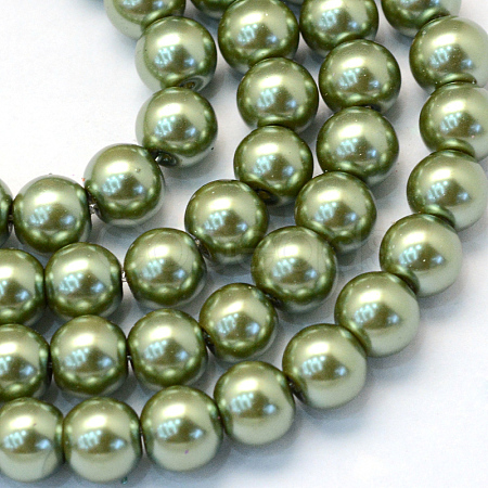 Baking Painted Pearlized Glass Pearl Round Bead Strands X-HY-Q003-6mm-49-1