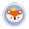 DIY Animal Pattern Punch Embroidery Beginner Kits for Beginners, including Embroidery Fabric & Hoop & Yarn, Punch Needle Pen, Instruction, Fox, 200mm