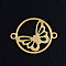 201 Stainless Steel Links connectors, Circle with Butterfly, Golden, 19.5x15x1mm, Hole: 1.4mm