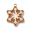 Christmas Theme Alloy Enamel Pendants, Light Gold, Snowflake, 24x18.5x1.5mm, Hole: 1.6mm