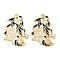 Rack Plating Alloy Enamel Pendants, Golden, Fish with Flower Charm, Prussian Blue, 33x23x1.5mm, Hole: 2mm