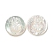 Carved Natural White Shell Cabochons, Flat Round, Creamy White, 15x2~3mm