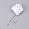 Safety Brooches, with Cloth and Alloy Pins, Tie Pin, Flower, White, 85~90mm, Pin: 1mm