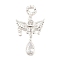 Silver 925 Sterling Silver Pendants, with Rhinestone, Angel Charms, Crystal, 21x15.5x2mm, Hole: 2.8mm