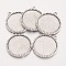 Tibetan Style Flat Round Alloy Pendant Cabochon Settings, Cadmium Free & Lead Free, Antique Silver, Tray: 25mm, 32x28.5x2.5mm, Hole: 3mm