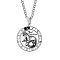 Non-Tarnish Unisex 201 Stainless Steel Constellation Pendant Necklaces, with Curb Chains, Laser Engraved Pattern, Flat Round, Capricorn, 13.19 inch(335mm) 