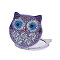 Owl DIY Diamond Mirror Painting Kit, Including Resin Rhinestones Bag, Diamond Sticky Pen, Tray Plate and Glue Clay, Lavender, 70x76.2mm