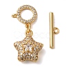 Brass Micro Pave Clear Cubic Zirconia Toggle Clasps KK-N254-81G-2