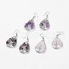 Natural Gemstone Dangle Earrings EJEW-P136-A-1