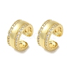 Rack Plating Brass Micro Pave Clear Cubic Zirconia Ring Cuff Earrings for Women EJEW-P280-06G-1