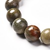 Natural Silver Leaf Jasper Round Beads Stretch Bracelet for Men Women BJEW-JB06824-03-4