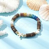 Dyed Natural Lava Rock & Coconut & Synthetic Turquoise Beaded Stretch Bracelet BJEW-JB10061-01-2