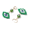 Glass Seed Bead Evil Eye Hoop Earrings EJEW-MZ00272-02-4