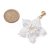 Christmas Snowflake Shell Pearl & Glass Pendant Decorations HJEW-TA00185-3