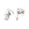 Clear Cubic Zirconia Heart Clasp Stud Earring with 925 Sterling Silver Pins EJEW-A084-02P-3