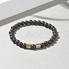 Natural Wood Round Beaded Stretch Bracelet with Synthetic Hematite for Men Women BJEW-JB07549-3