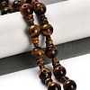 Natural Tiger Eye 3-Hole Guru Beads Strands G-H064-E04-01-2