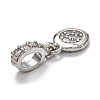 Brass Micro Pave Clear Cubic Zirconia European Dangle Charms ZIRC-H119-03-4