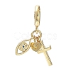 Rack Plating Eco-Friendly Brass Pave Clear Cubic Zirconia European Dangle Charms KK-M256-03G-2